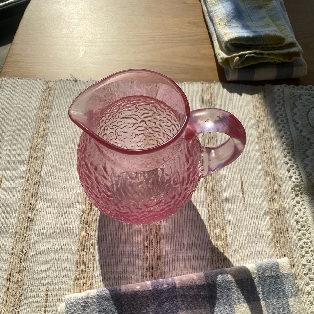 Rose Colored Vintage Glass Pitcher Serving